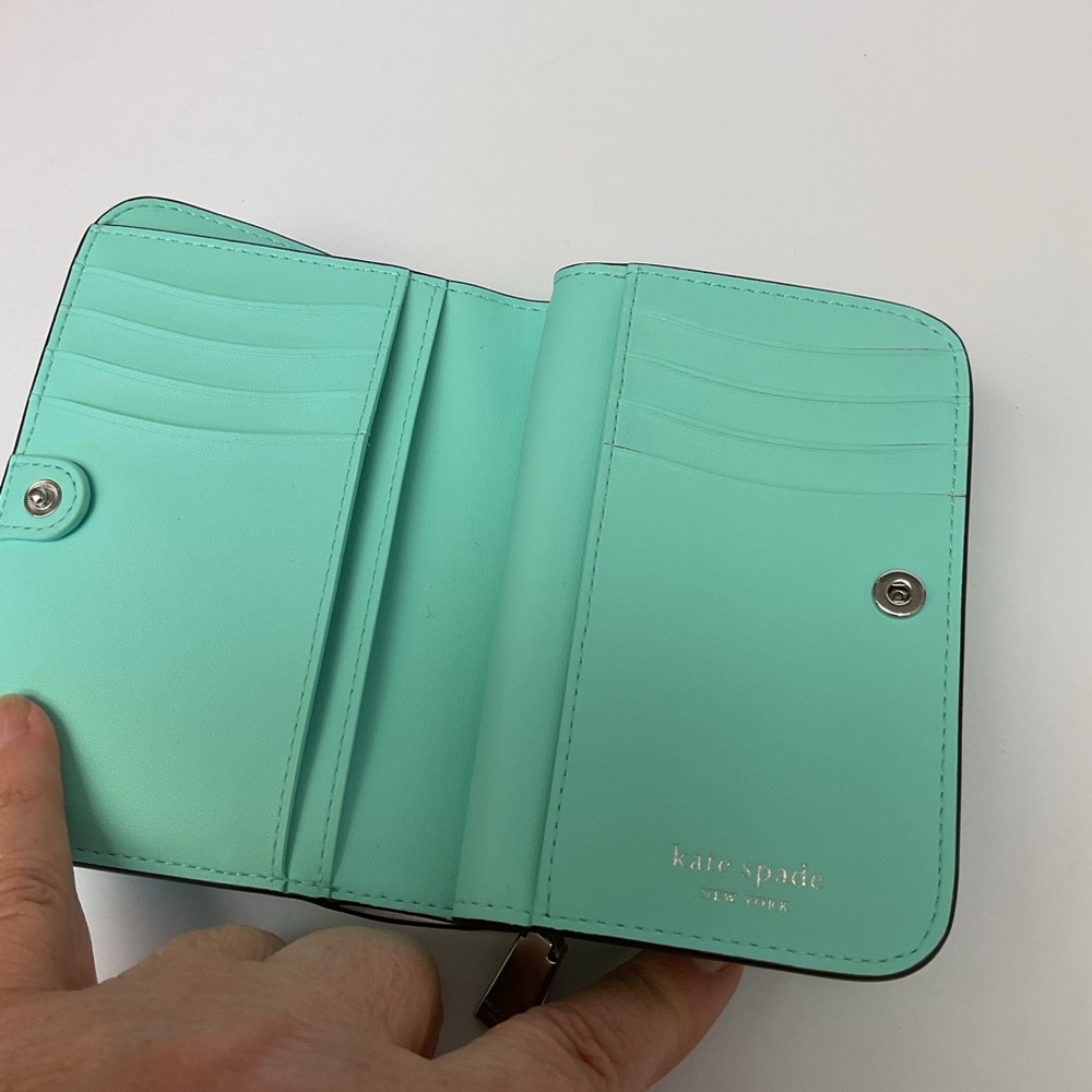 KATE SPADE PATENT LEATHER WALLET AQUA OMBRE NWOT - Picture 5 of 15